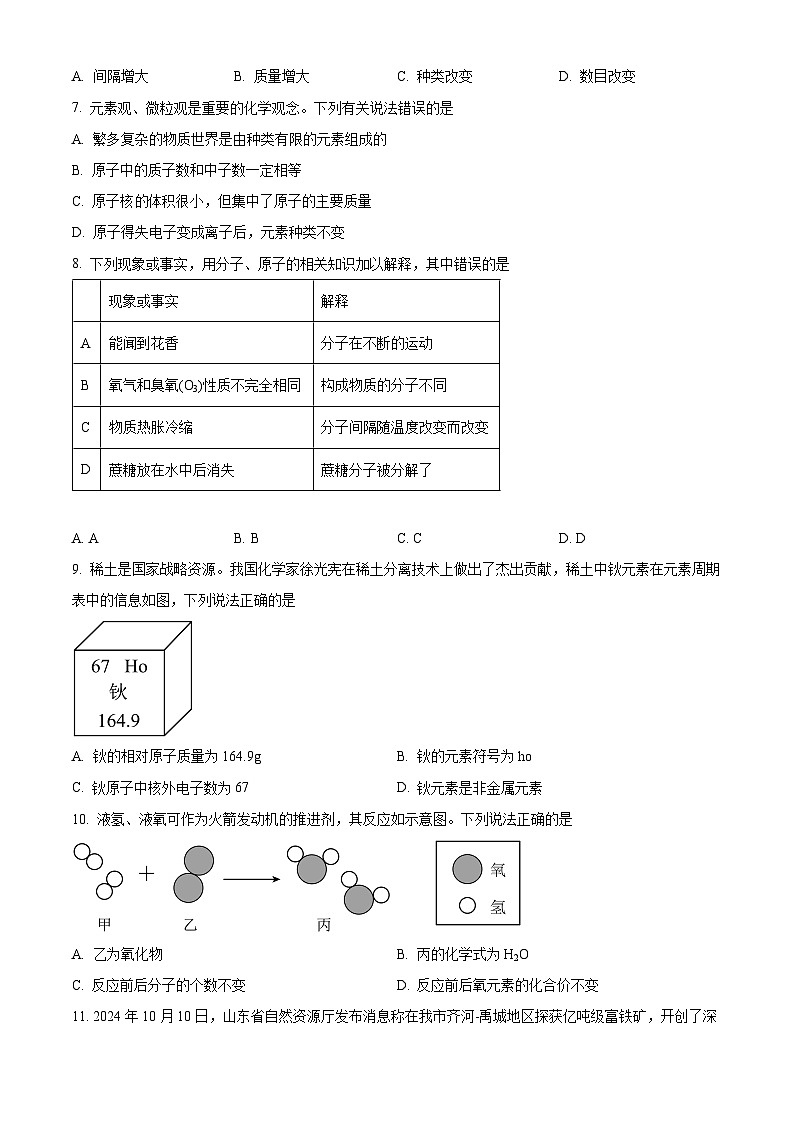 山东省德州市天衢新区2024-2025学年九年级上学期期中考试化学试题第2页