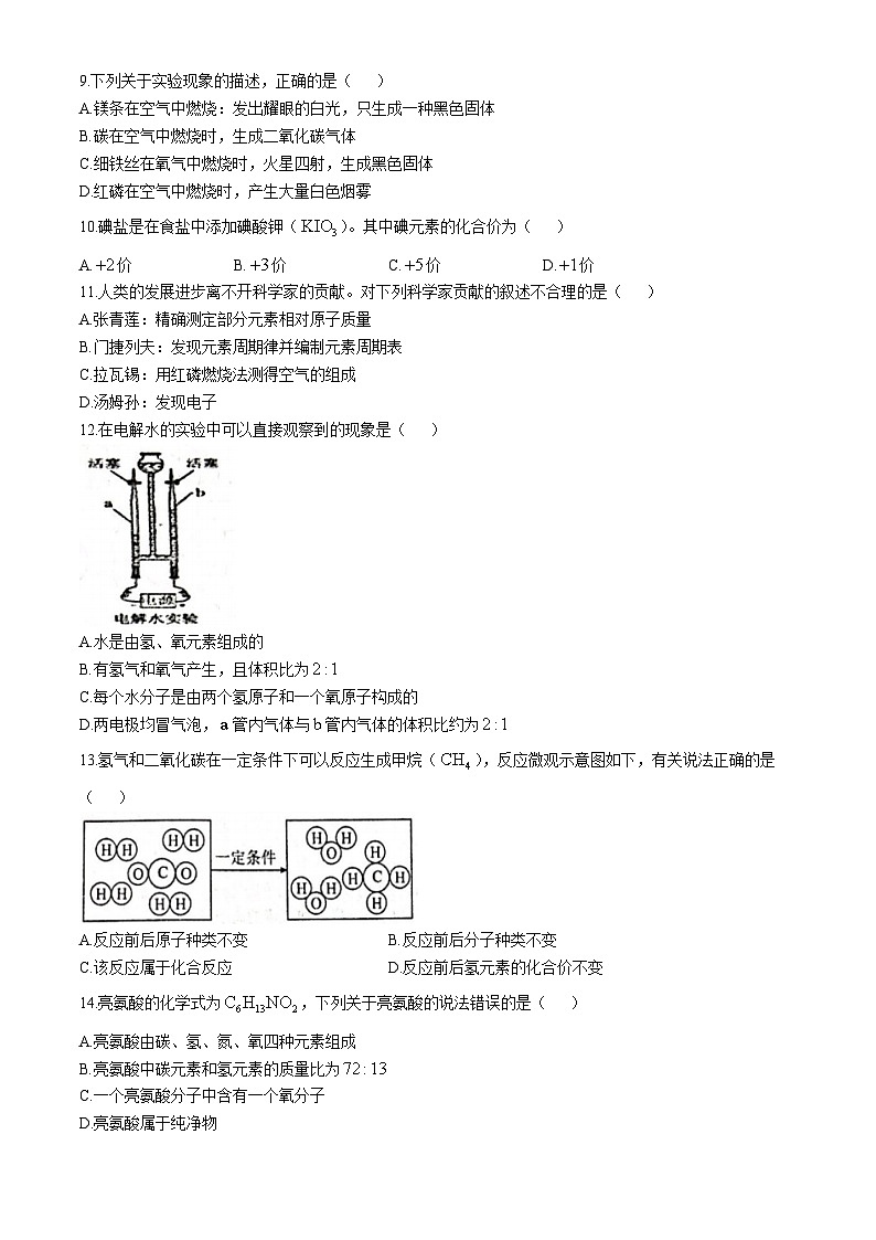 河南省周口市郸城县2024-2025学年九年级上学期期中化学试卷第2页