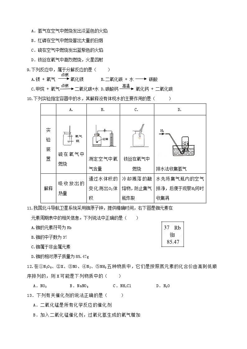 2024年下学期洞庭区九年级化学期中调研第2页