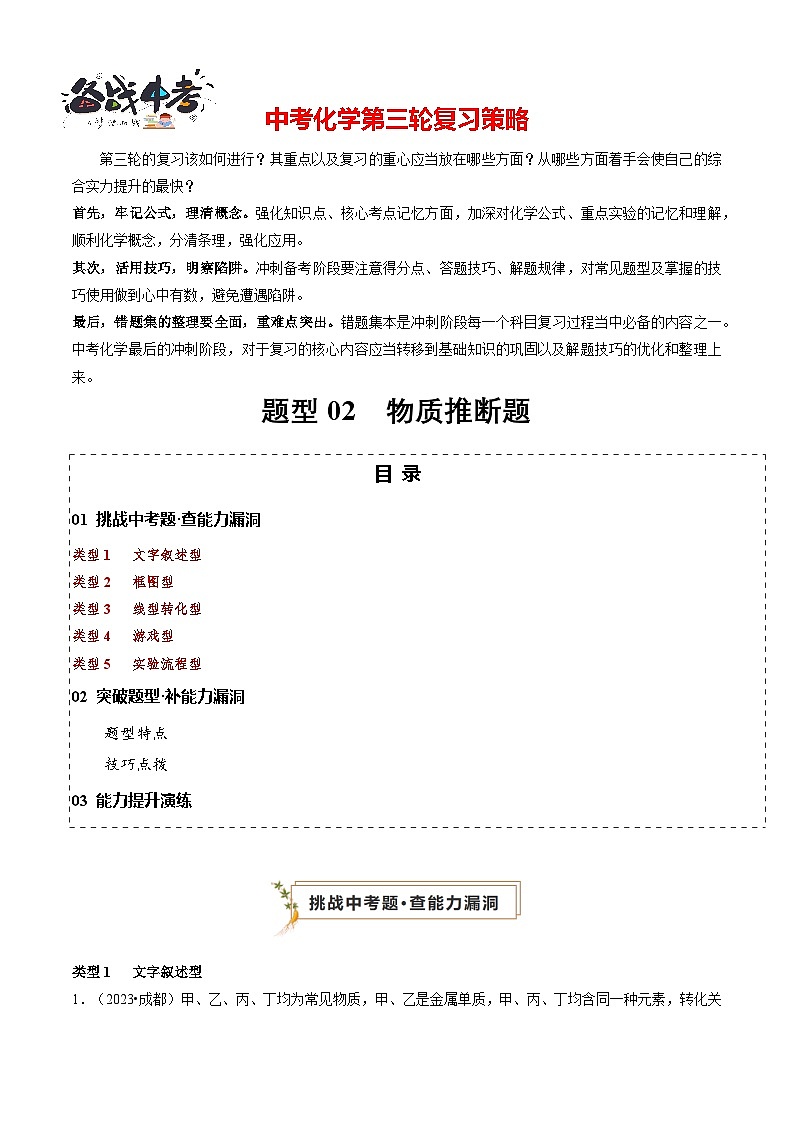 题型02 物质推断题(解析版)第1页