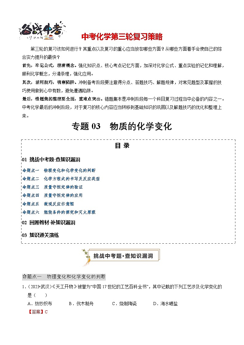 专题03 物质的化学变化(解析版)第1页