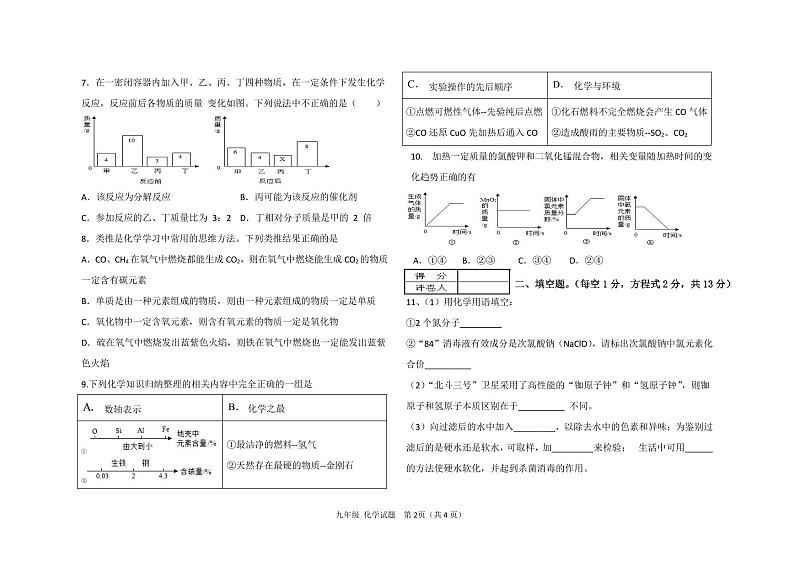 试卷2023-2024学期(上)期末化学(曲相伟)第2页