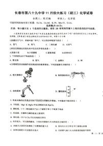 吉林省长春市第八十九中学2024-2025学年九年级上学期11月月考化学试题