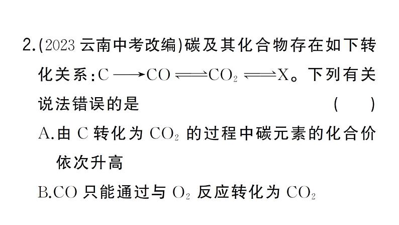 初中化学新人教版九年级上册期末大单元整合(二) 物质的转化与推断作业课件(2024秋)第3页