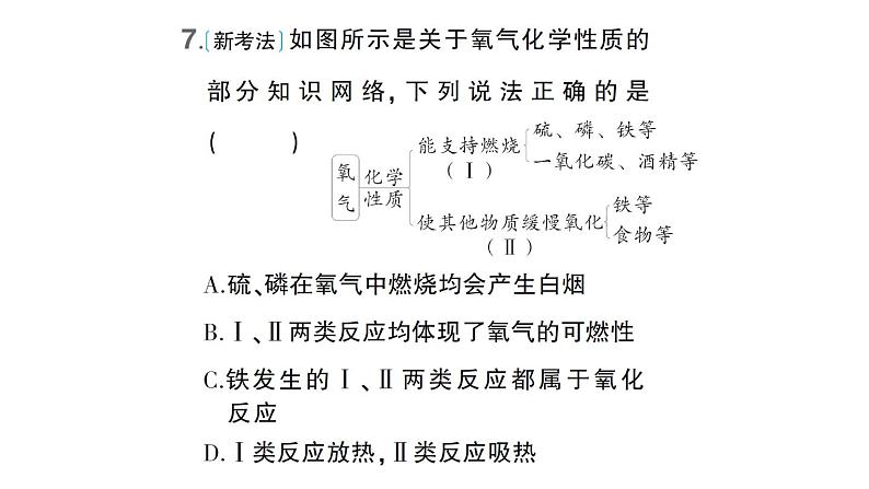 初中化学新科粤版九年级上册3.1 氧气的性质和用途作业课件(2024秋)第8页