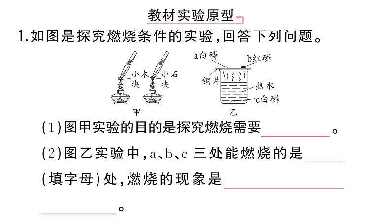 初中化学新人教版九年级上册第七单元课题1微专题 燃烧条件的实验探究作业课件(2024秋)第2页