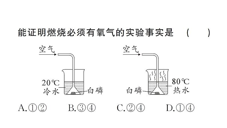 初中化学新人教版九年级上册第七单元实验活动四 燃烧条件的探究作业课件(2024秋)第4页