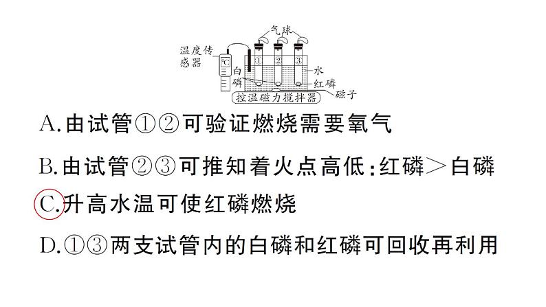 初中化学新人教版九年级上册第七单元实验活动四 燃烧条件的探究作业课件(2024秋)第6页