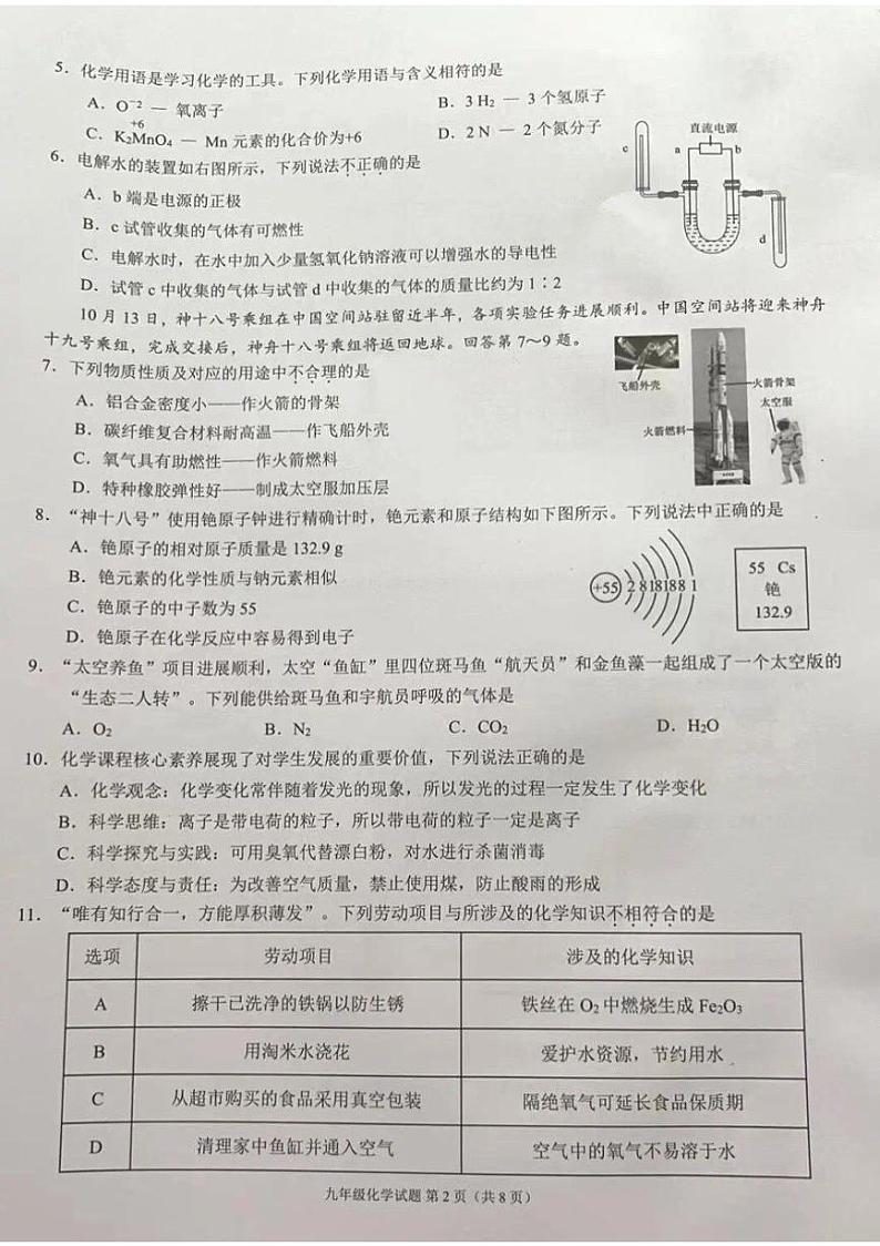 广东省佛山市2024-2025学年九年级上学期期中考试化学试卷第2页