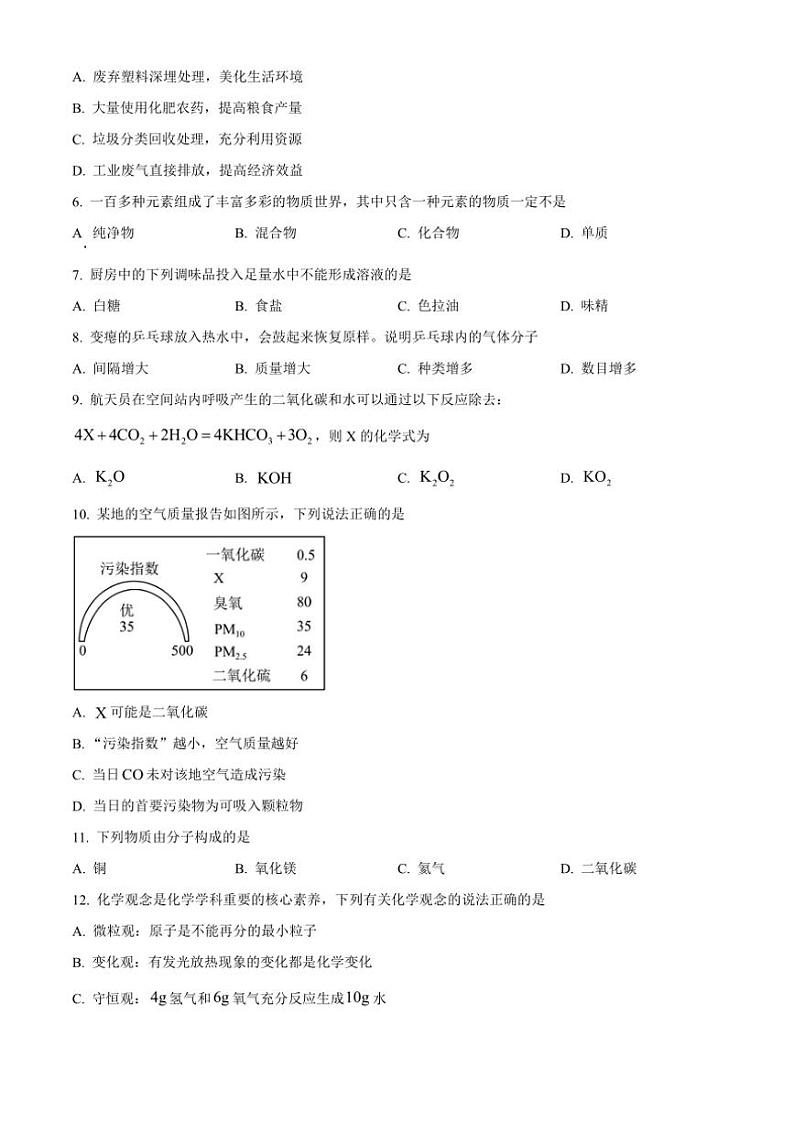 2024~2025学年山东省青岛市城阳区九年级(上)期中化学试卷(含答案)第2页