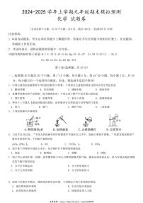2024～2025学年云南省昆明市官渡区第一中学九年级(上)期末模拟预测化学试卷(无答案)