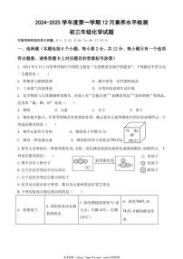 2024~2025学年内蒙古包头市青山区第三中学九年级(上)12月月考化学试卷(无答案)