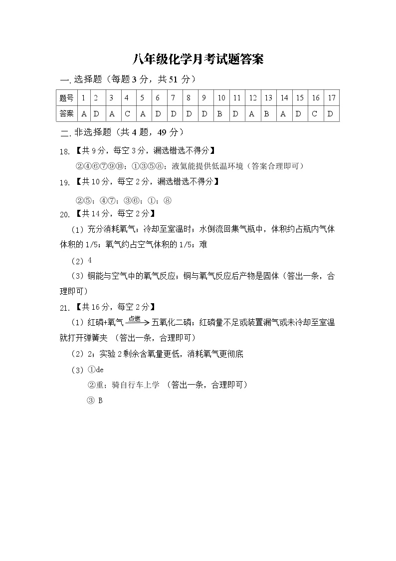 山东省潍坊市高密市二校2024-2025学年八年级上学期12月联考化学试题