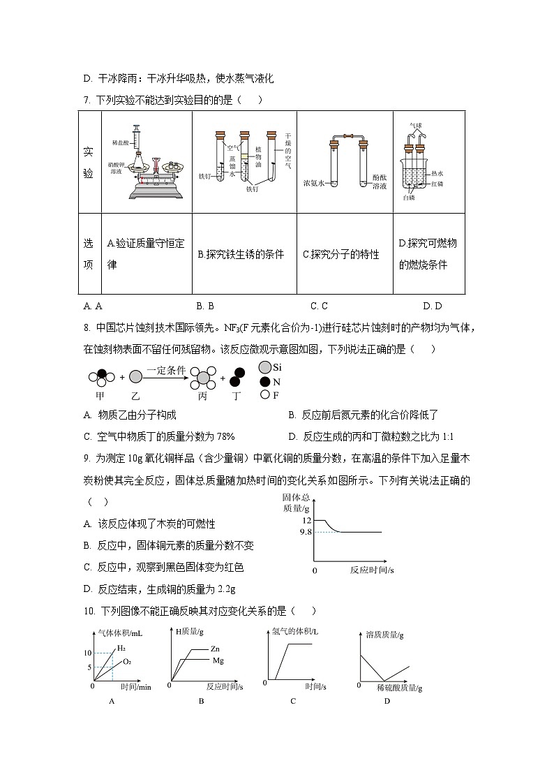 丰城中学2024—2025上学期初三第三次阶段测试化学试卷第2页