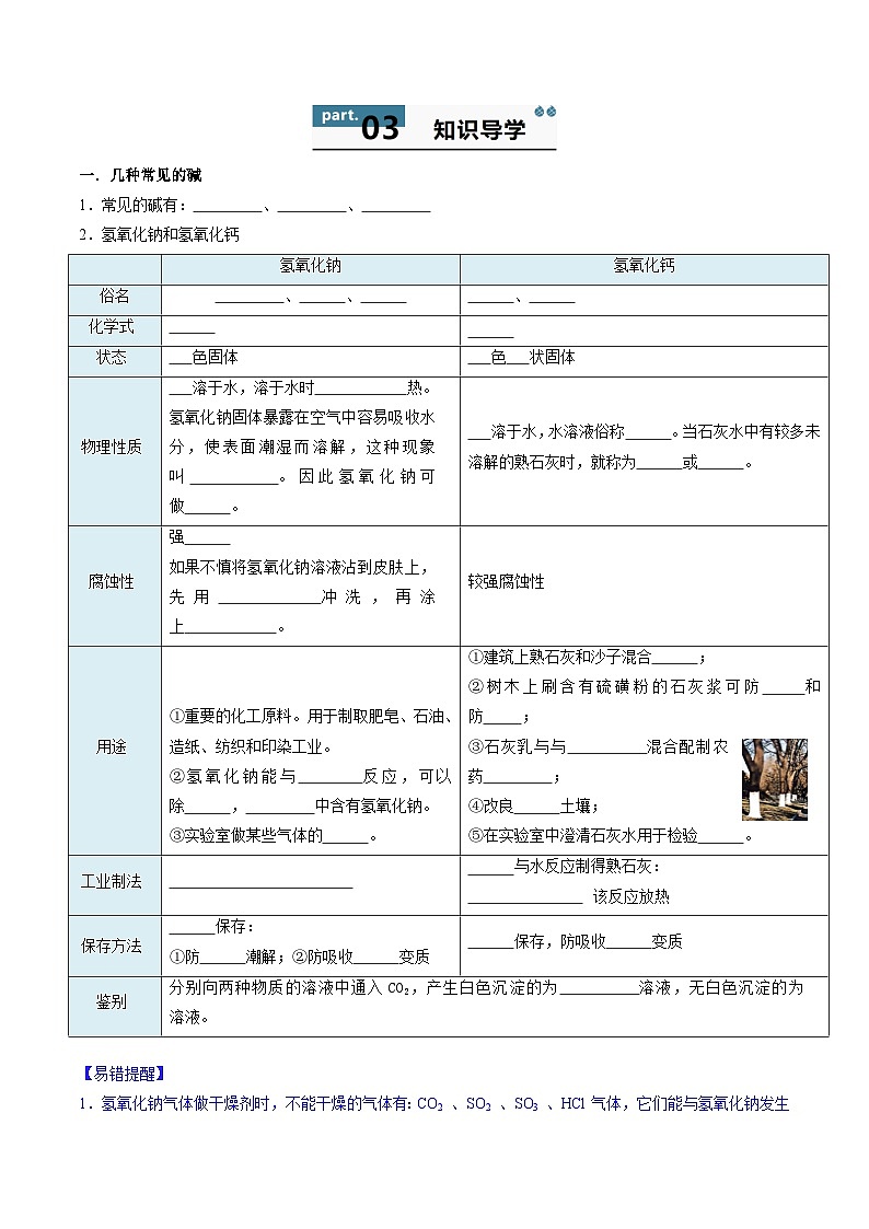 10.2 常见的酸和碱(第2课时)-知识点梳理+练习第3页