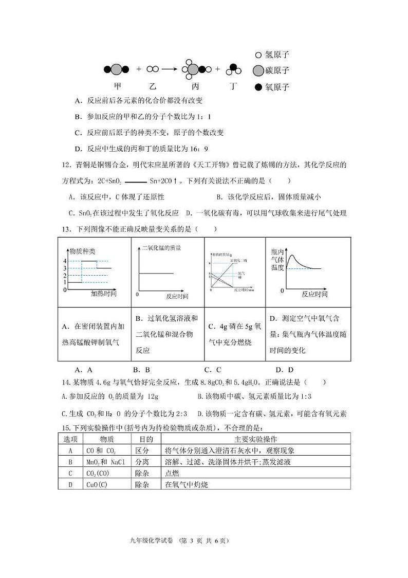 四川省自贡市蜀光绿盛实验学校2024-2025学年九年级上学期12月月考化学试题第3页