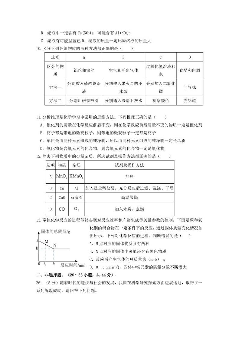 2024~2025学年黑龙江省哈尔滨市双城区九年级上期末测试化学试卷(含答案)第3页