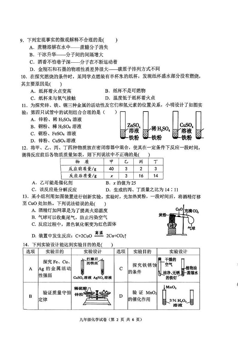 河北省唐山市丰润区2024-2025学年九年级上学期1月期末考试化学试题第2页