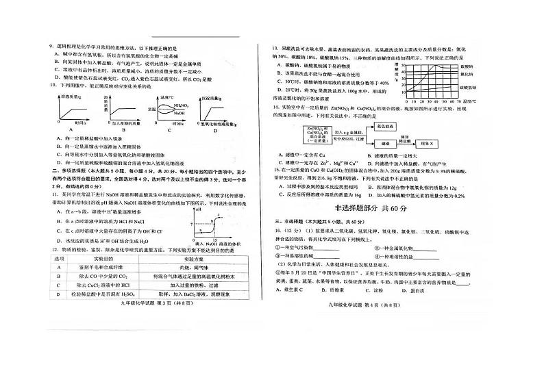 山东省济南市莱芜区2024-2025学年九年级(五四学制)上学期期末测试化学试题第2页