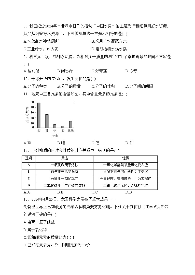 湖南省岳阳市平江县2025届九年级上学期1月期末考试化学试卷(含答案)第2页