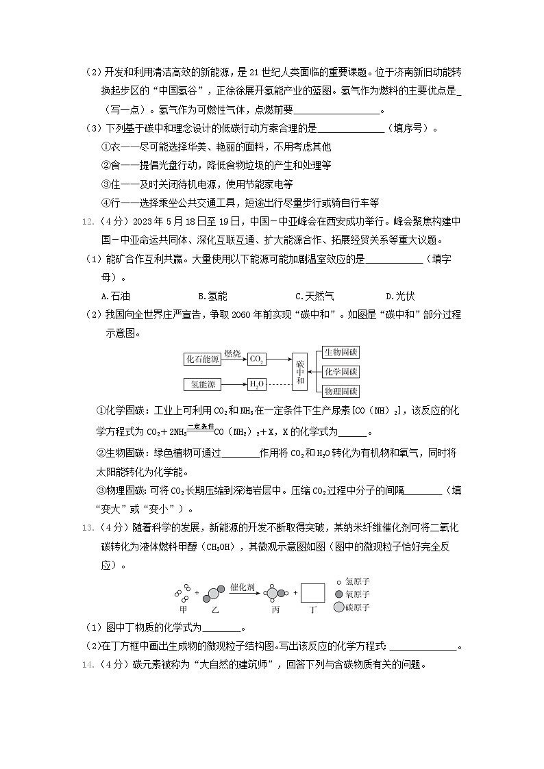 陕西省2024九年级化学上册第六单元碳和碳的氧化物学期评估试卷(附答案人教版)第3页