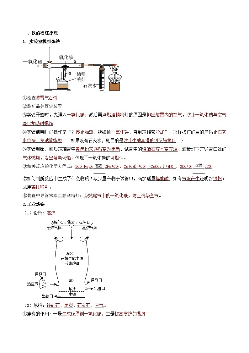 九年级初中化学上册同步讲义(新沪教版)6.6第6章金属资源综合利用整理与归纳(教师版)第3页