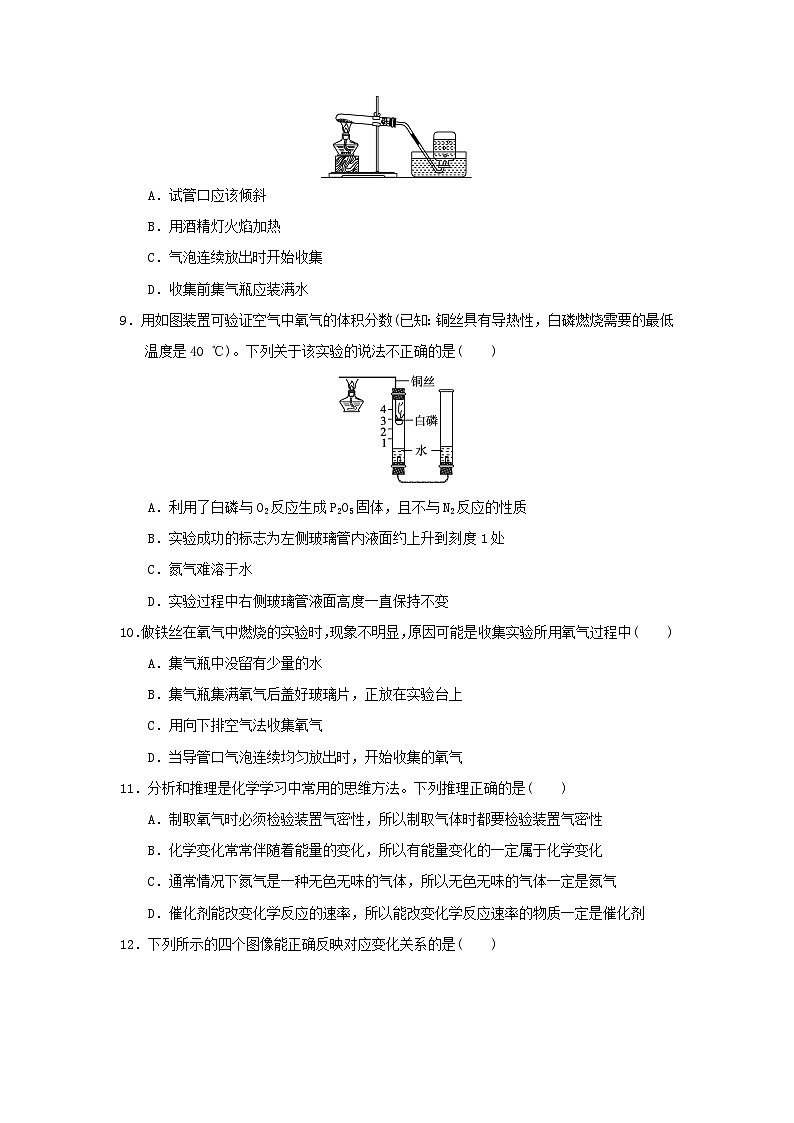 2024九年级化学上册第二单元我们周围的空气综合素质检测试卷(附答案人教版)第2页