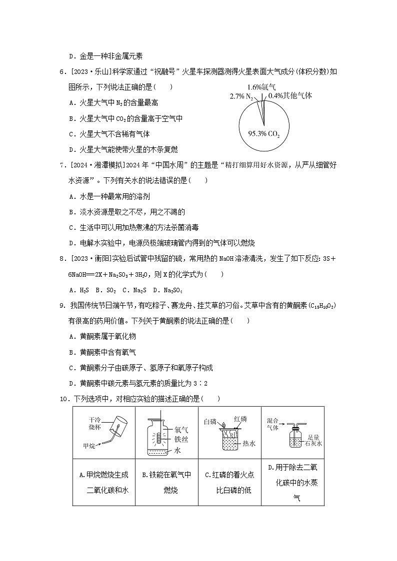 2024九年级化学上学期期末综合素质评价试卷(附答案鲁教版)第2页