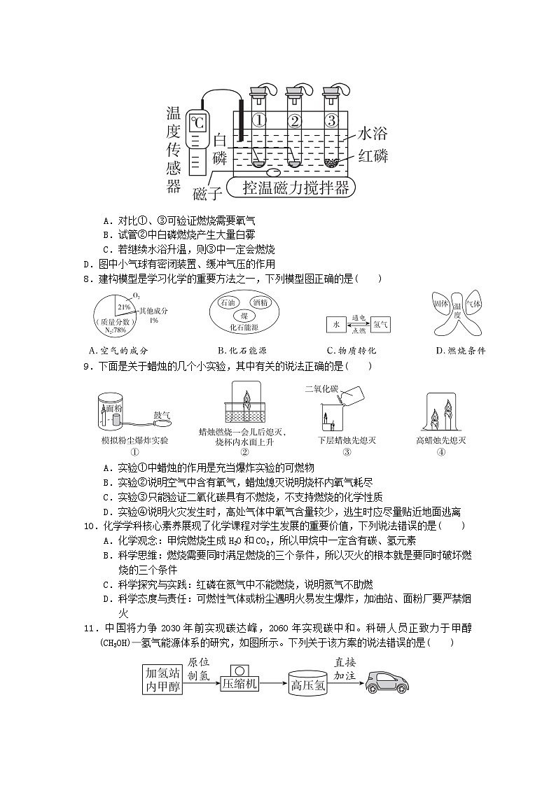 安徽省2024九年級化學(xué)上冊第七單元燃料及其利用綜合素質(zhì)評價試卷(附答案人教版)第2頁