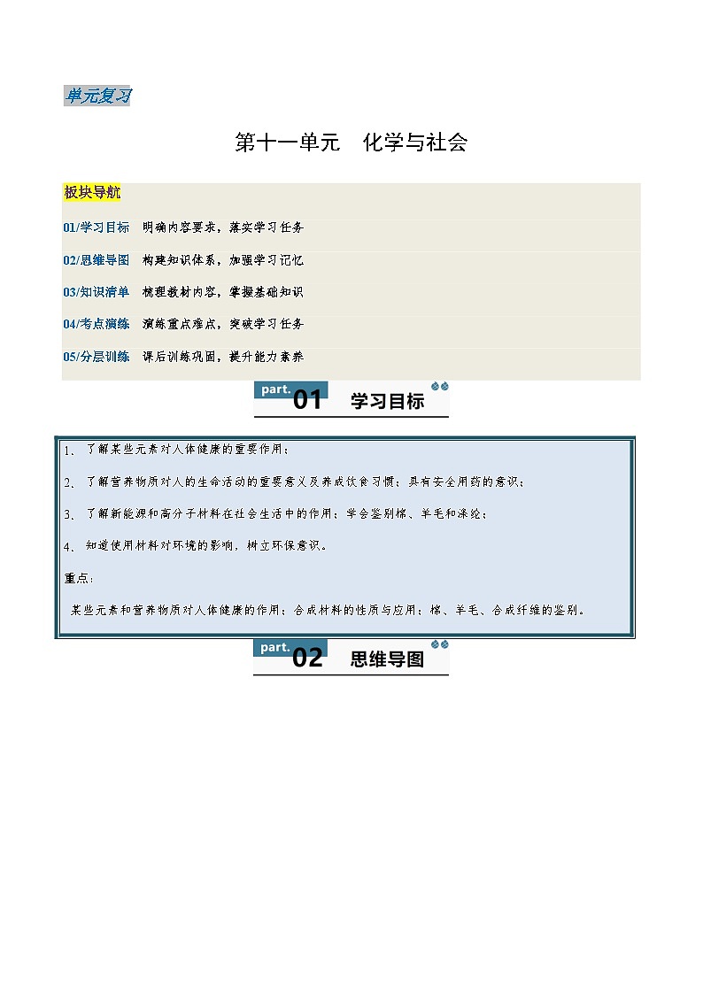 第十一单元 化学与社会(单元知识点梳理)(含答案解析)第1页