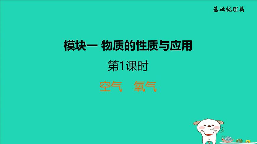福建省2024中考化学1基础梳理篇模块一物质的性质与应用第1课时空气氧气课堂讲本课件第1页