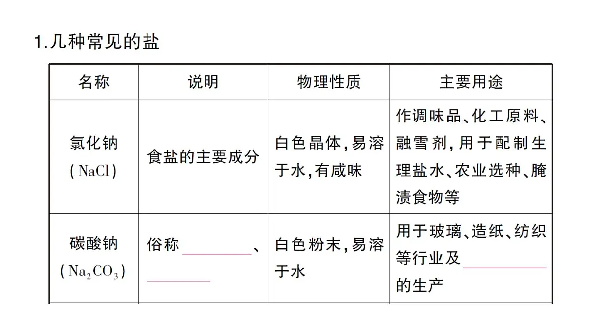 初中化学新人教版九年级下册第十单元课题3 常见的盐考点练习课件2025春第2页