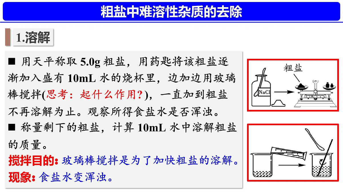 第九单元实验活动7粗盐中难溶性杂质的去除 2025学年九年级化学人教版下册 课件第6页