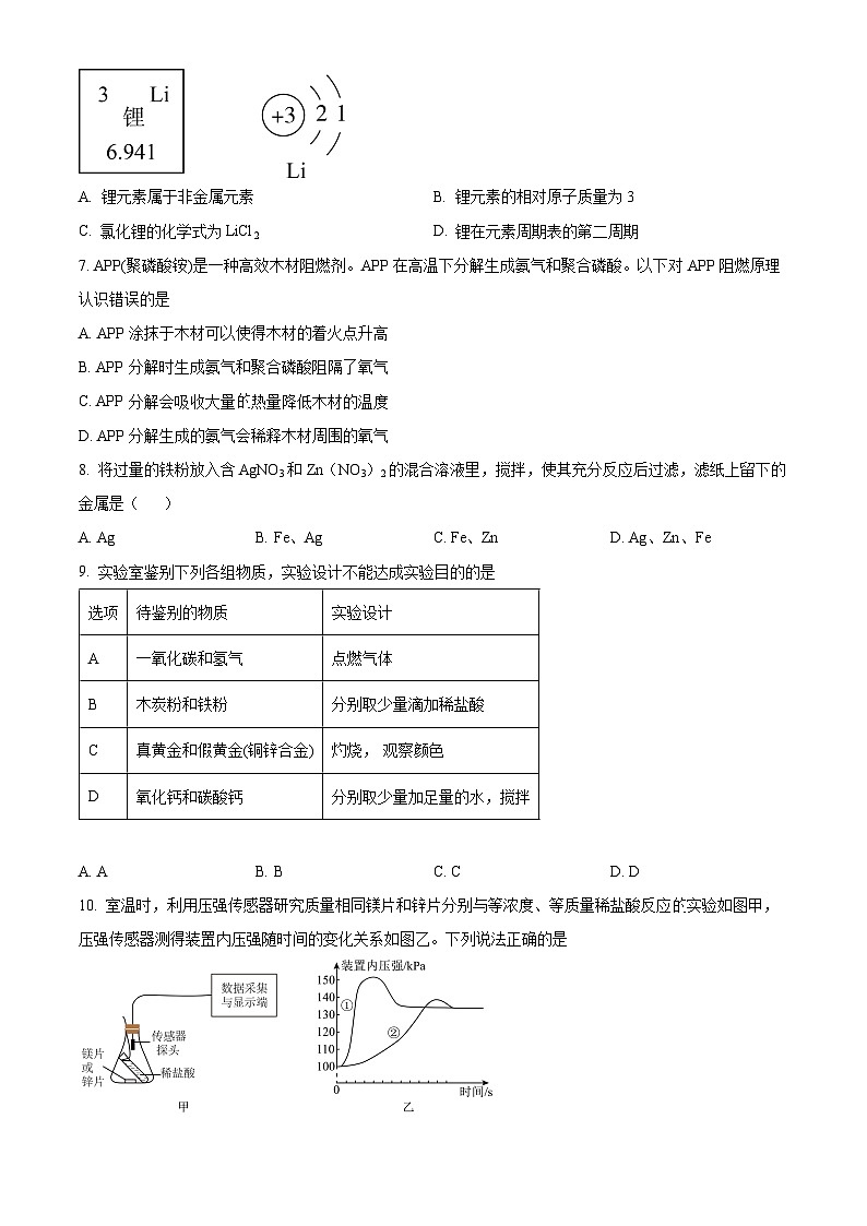福建省福州市三牧中学2024-2025学年九年级下学期开学考试化学试题(原卷版+解析版)第2页