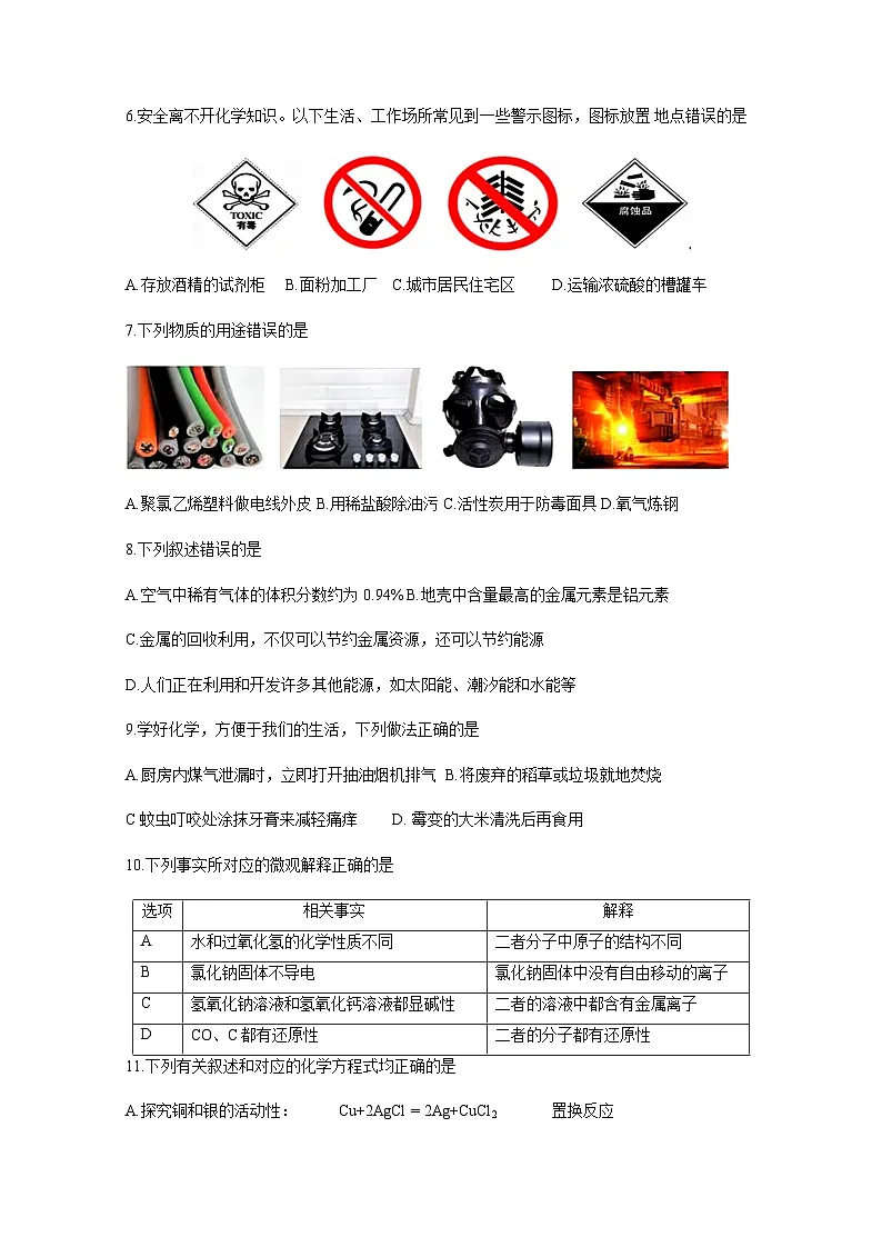 黑龙江省哈尔滨市2024-2025学年九年级下册开学摸底考化学检测试题(附答案)第2页