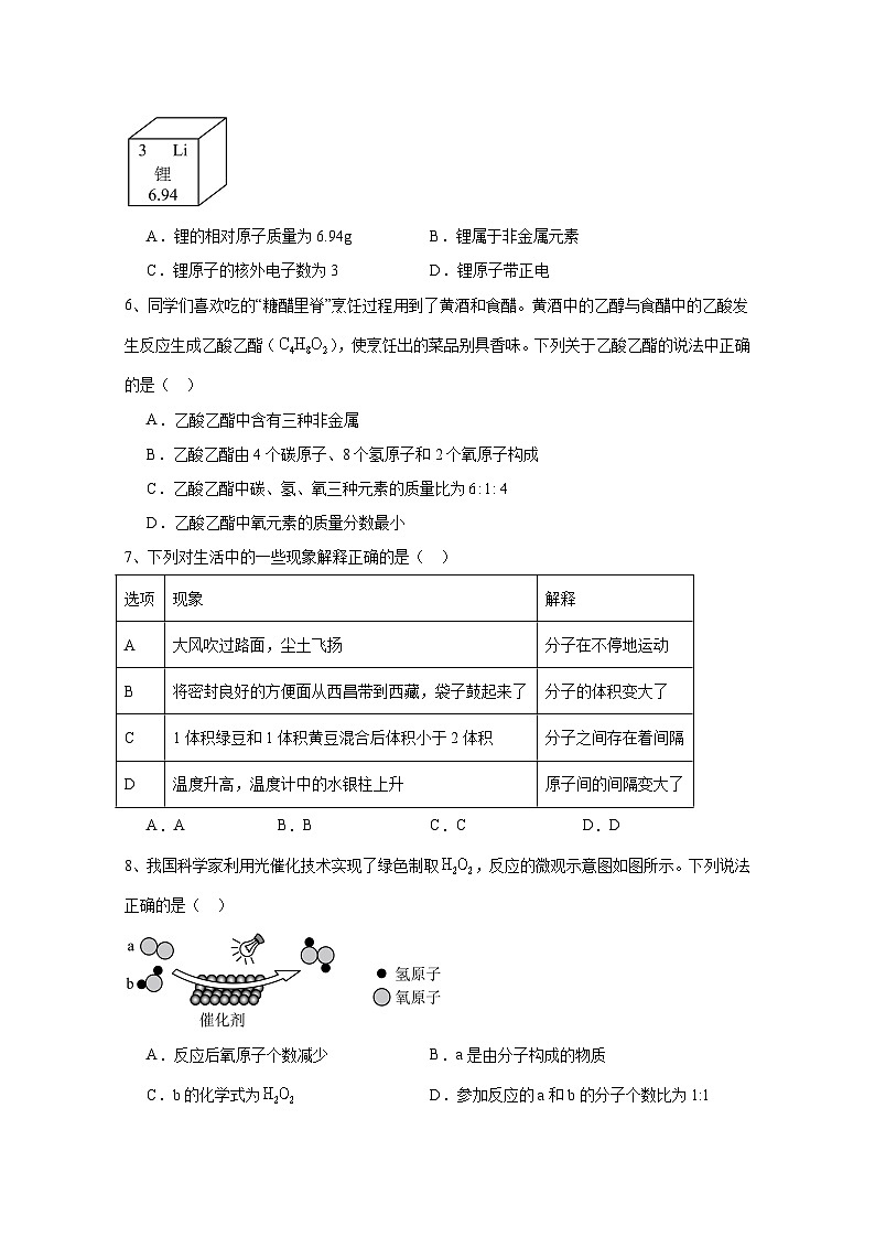 安徽省合肥市2024-2025学年九年级下册开学考化学学情检测试题(附答案)第2页