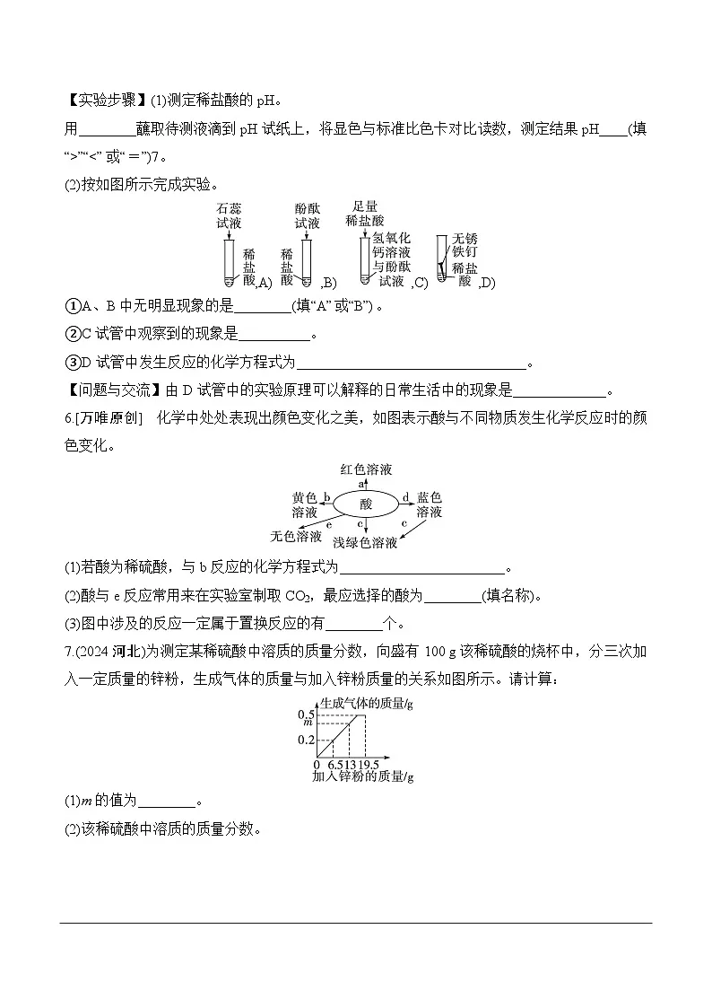 13.第八单元 课时1 酸及其性质分层作业 2025年中考化学鲁教版第2页