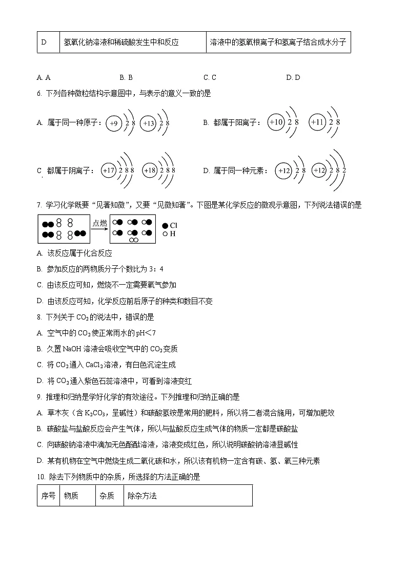 2025年新疆生产建设兵团第一中学中考模拟化学试题(原卷版+解析版)第2页