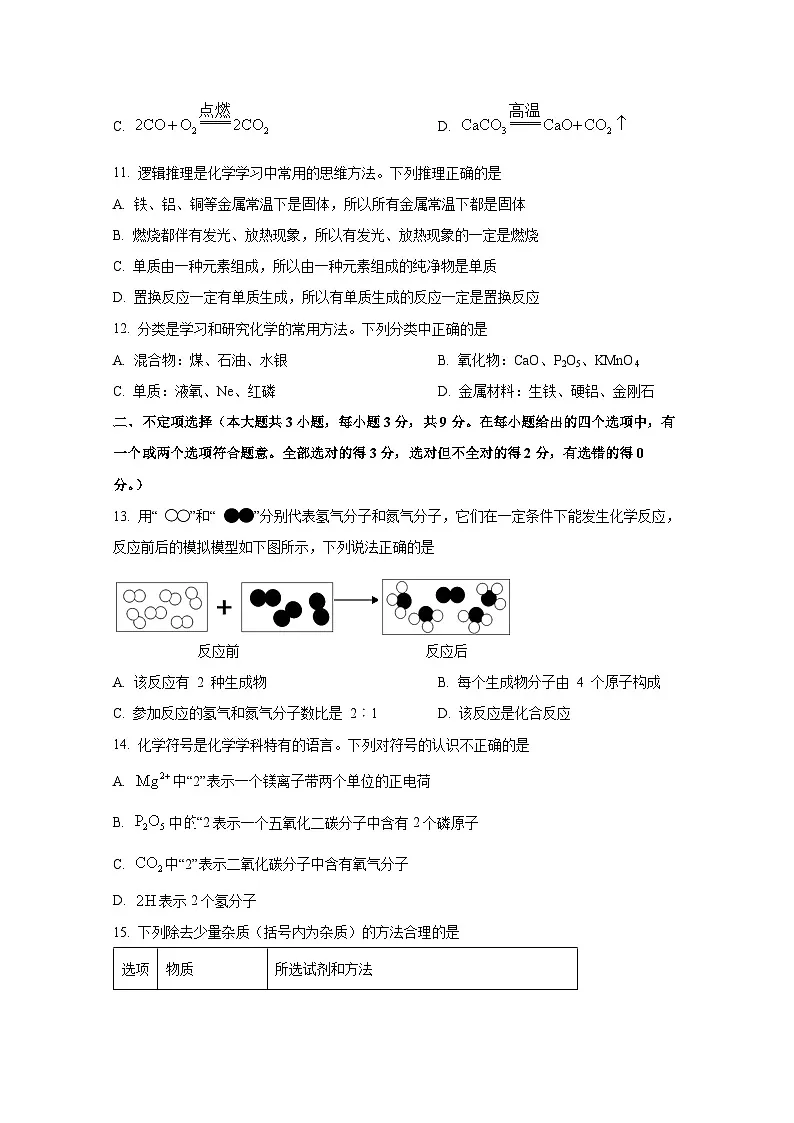 2024-2025学年湖南省长沙市九年级下册开学考试化学检测试题(附答案)第3页