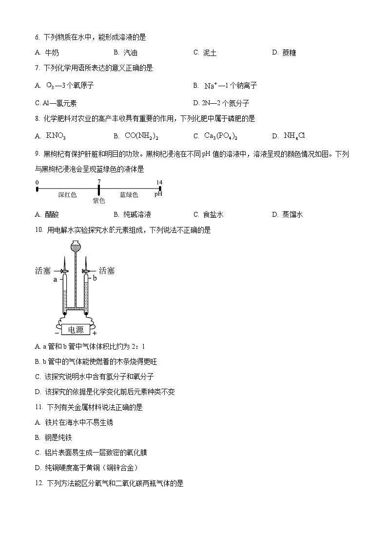 2025年海南省省直辖县级行政单位东方市中考一模化学试题(原卷版+解析版)第2页