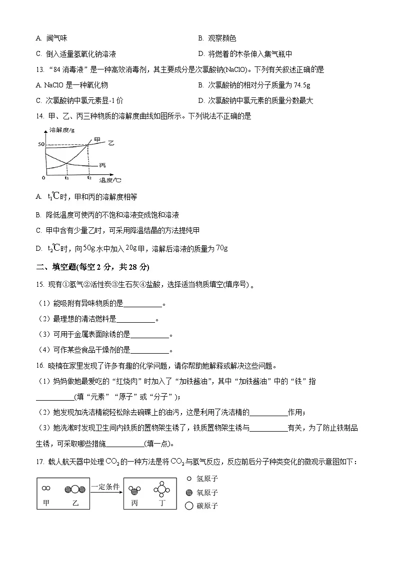 2025年海南省省直辖县级行政单位东方市中考一模化学试题(原卷版+解析版)第3页