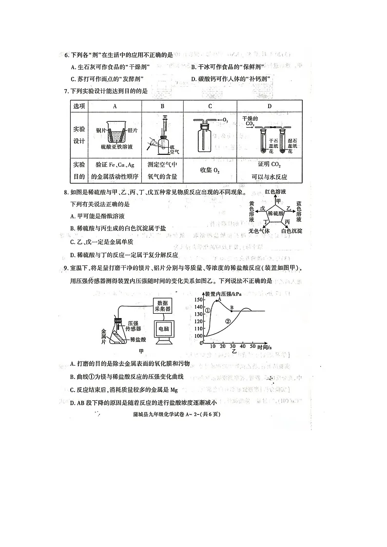 陕西省渭南市蒲城县2025年中考一模(扫描版)化学第2页