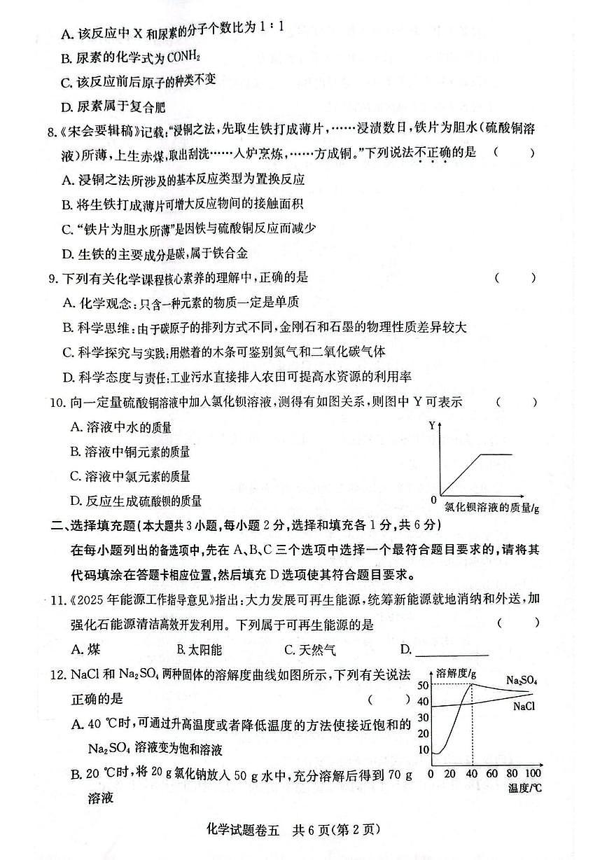 2025年江西省宜春市樟树市学公体中考模拟预测化学试题(中考模拟)第2页