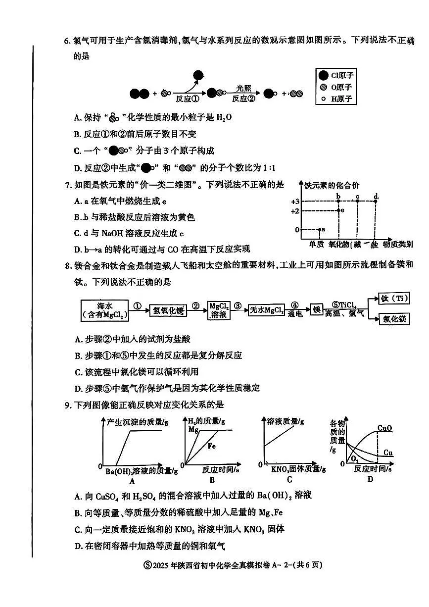 2025年陕西省咸阳市乾县阳峪初中中考一模化学试题(中考模拟)第2页