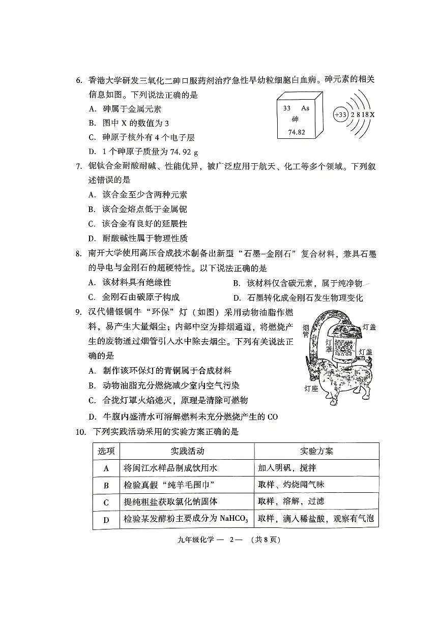 【福州】化学 试题第2页