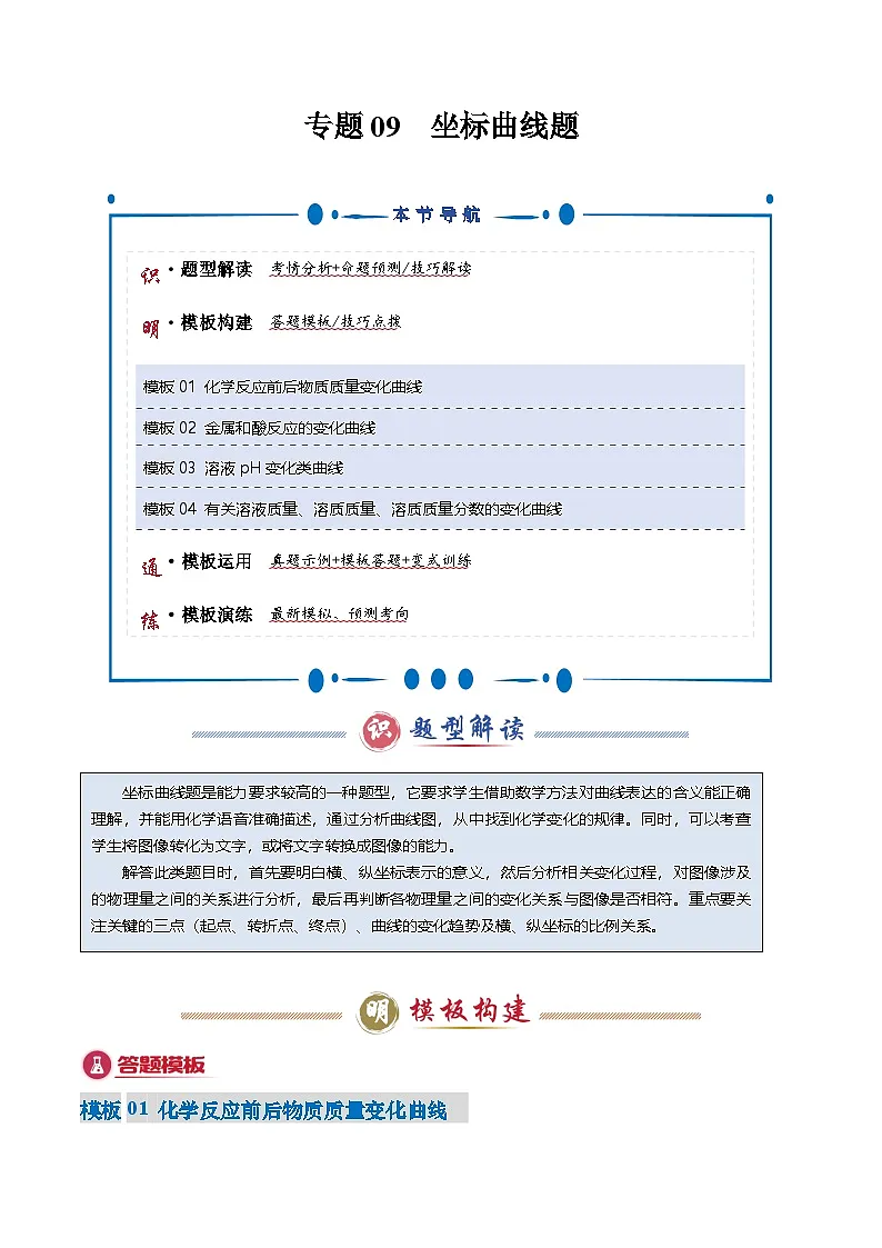 2025年中考化学答题技巧与模式(通用版)专题09坐标曲线题(学生版+解析)特训第1页