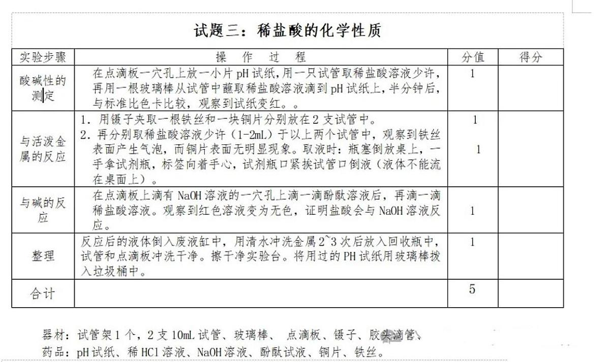 2025年江西省萍乡市初中学业水平考试化学实验操作考试试题(中考模拟)第3页