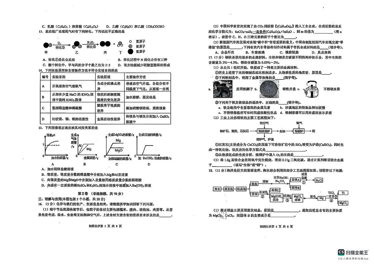 2025年山东省烟台市莱阳市中考一模化学试卷(中考模拟)第2页