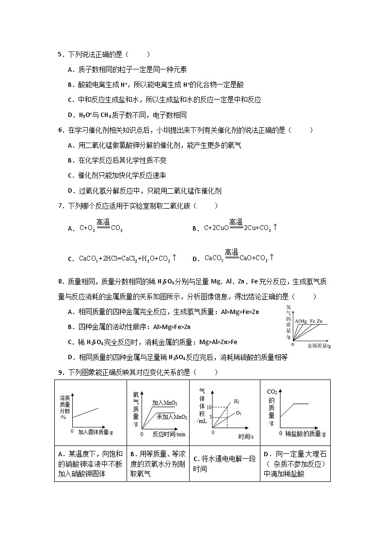 深圳市2024-2025学年初三年级化学试卷(1月)试卷第2页