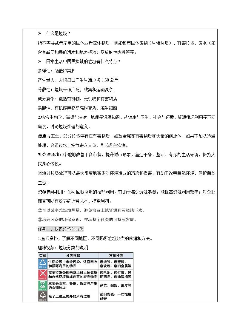 【核心素养】人教版化学九年级下册 跨学科实践活动7 垃圾的分类与回收利用 同步教案第3页